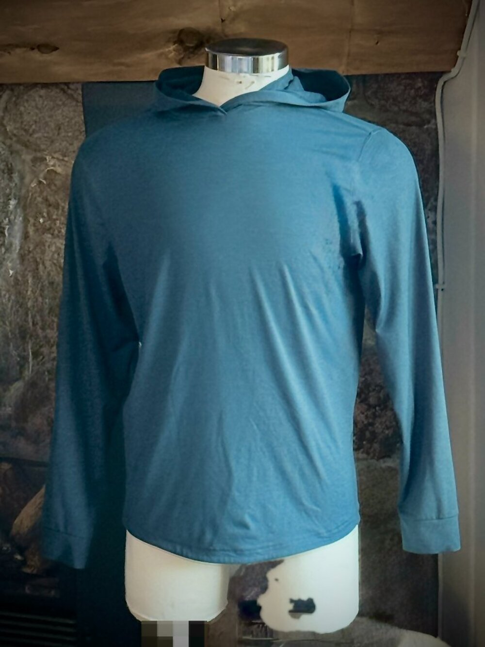 All in Motion Men's Large Performance Hoodie Blue Teal Stretch Athletic Shirt L